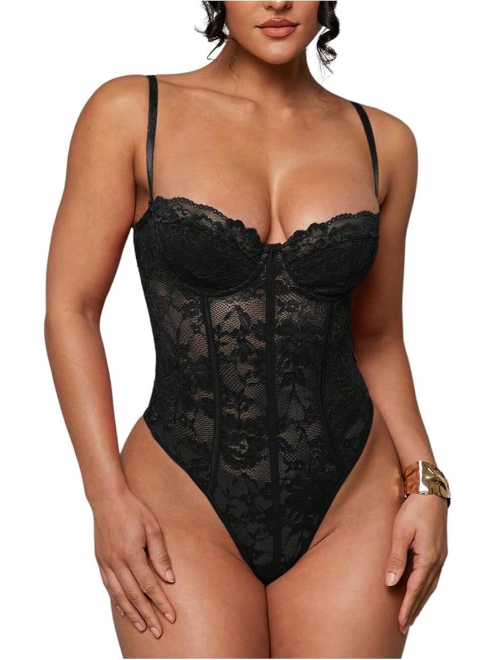 Sheer Lace Underwire Cami Bodysuit Corset Top for Women - Sexy & Stylish